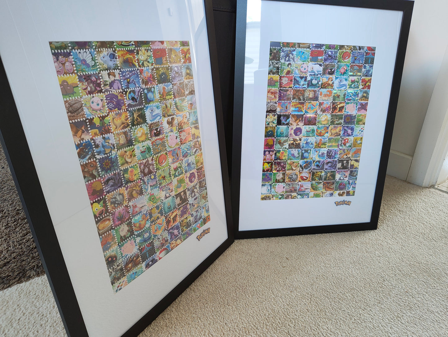 Pokémon illustration framed art featuring real cards