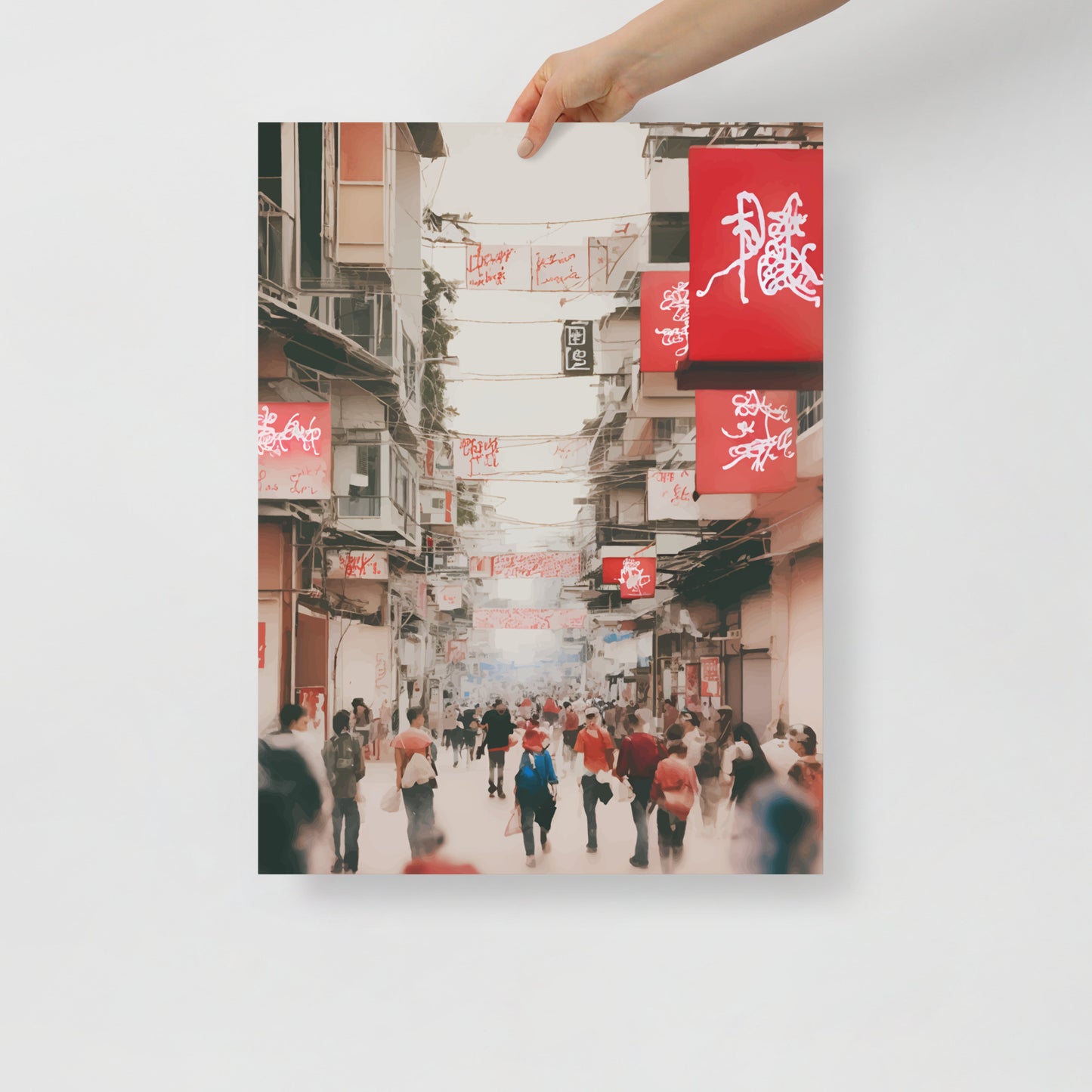 Hong Kong street waterbrush ink poster 01