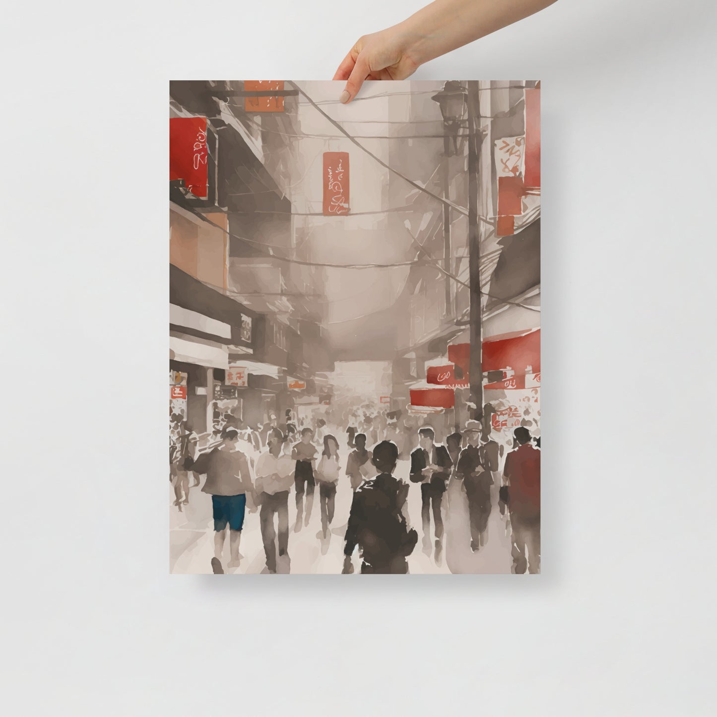 Hong Kong street waterbrush ink poster 04