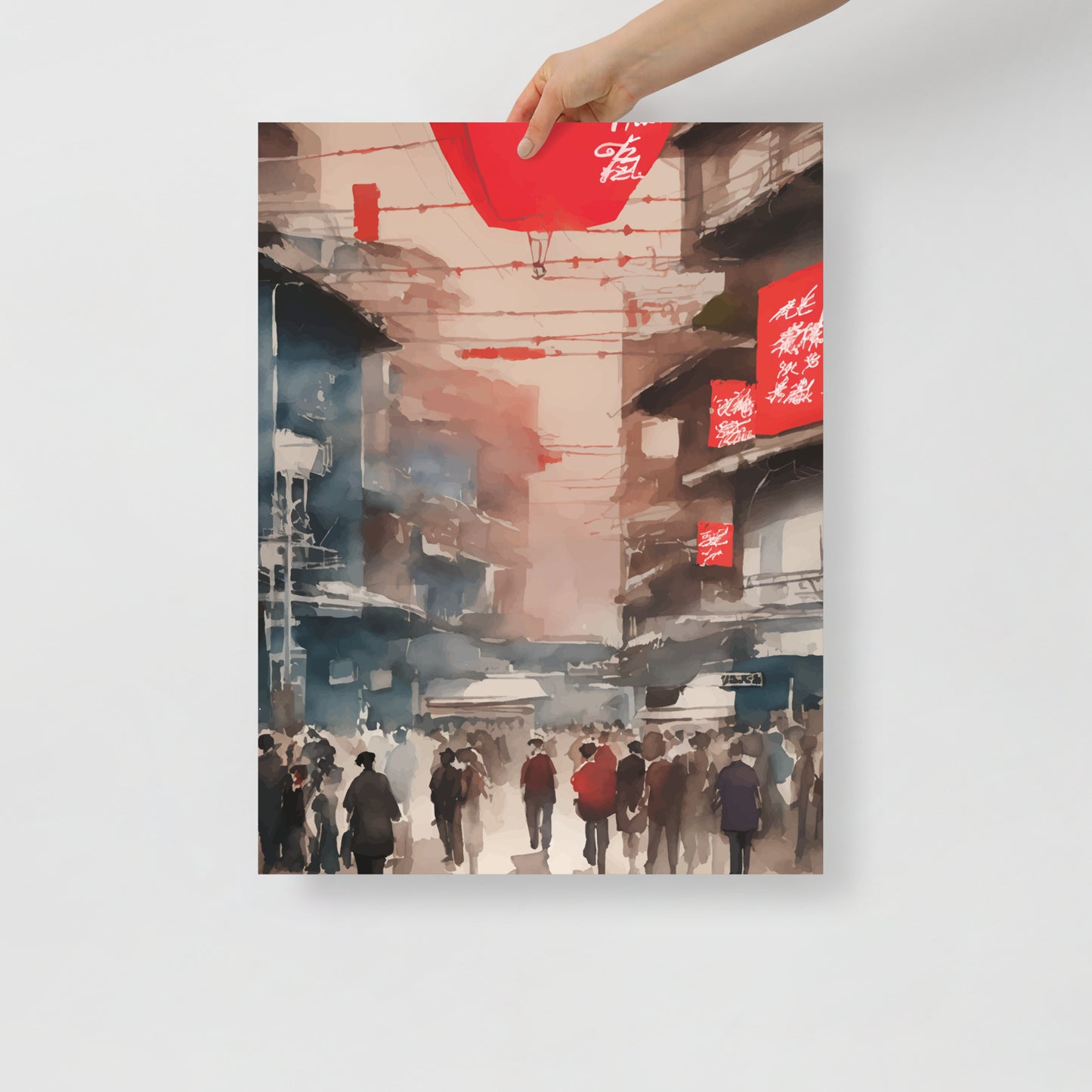 Hong Kong street waterbrush ink poster 05