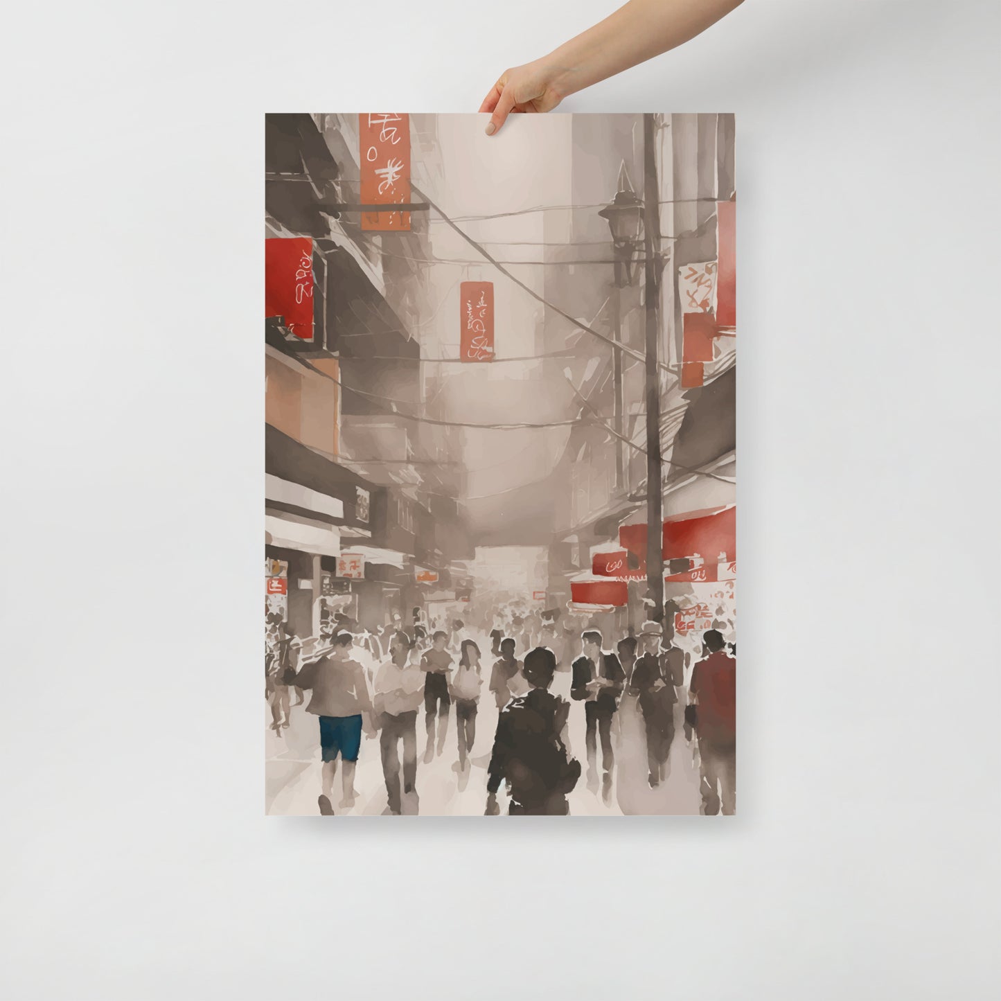 Hong Kong street waterbrush ink poster 04