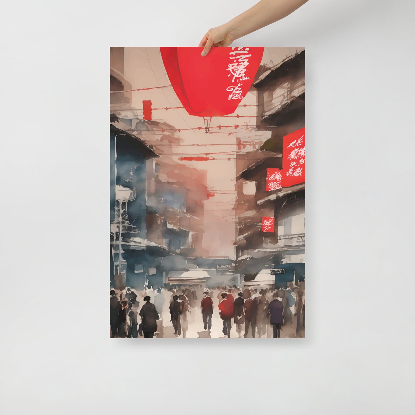 Hong Kong street waterbrush ink poster 05